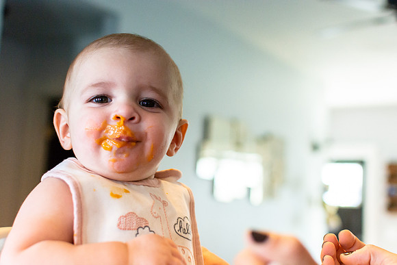 Baby Wearing Her Food